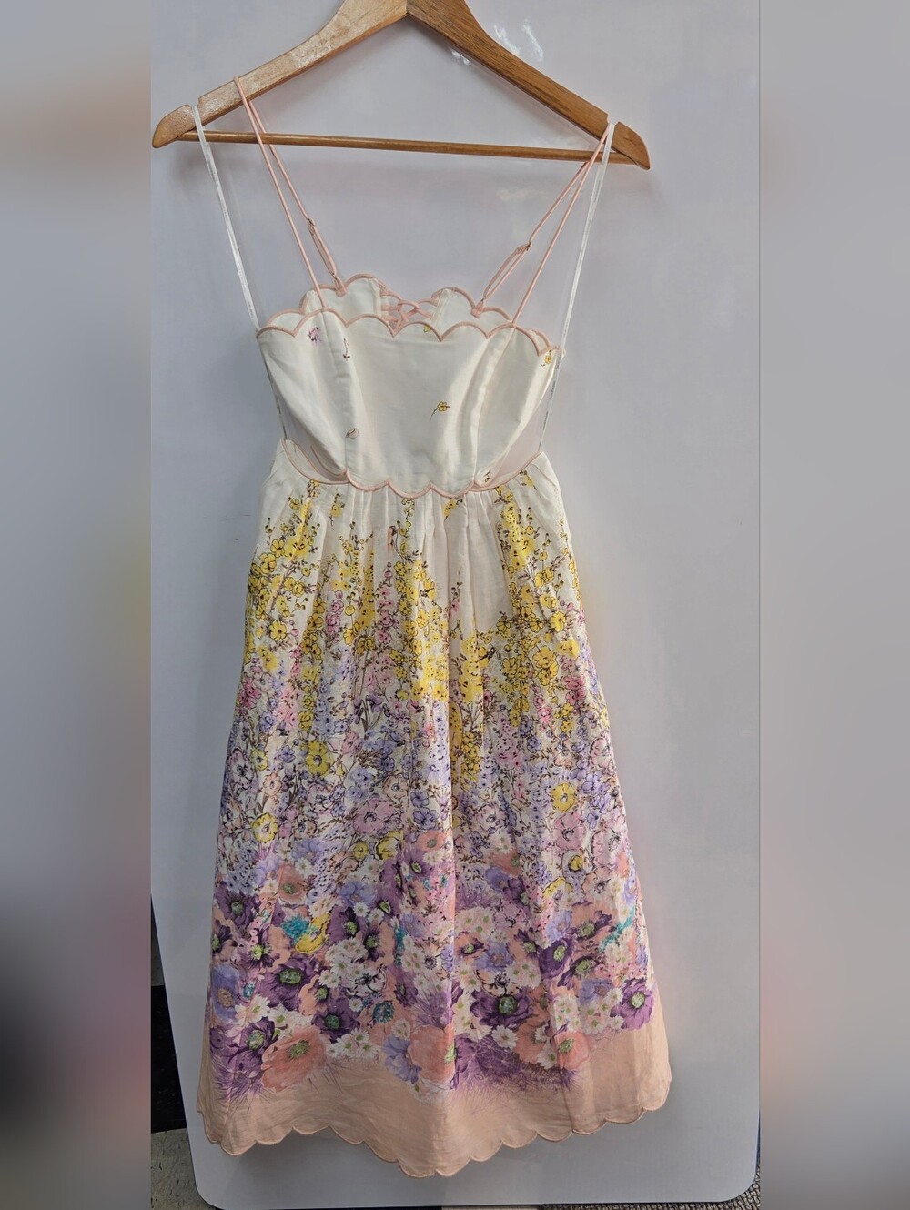 Zimmermann Halliday Scalloped Floral LinenMidi Dress Sz 0 Nwot - Picture 7 of 8